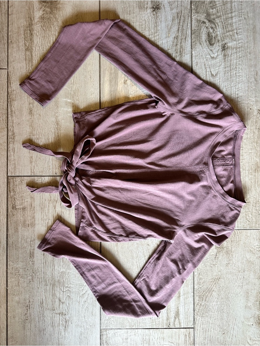 LululemonTime to Restore Long Sleeve Tie Back Crop Top Mauve Size Small